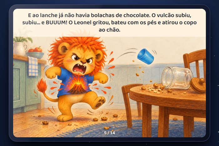 Página 5 da História 1: a birra com o vulcão a explodir